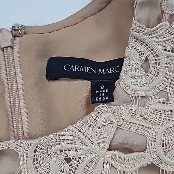 Carmen Marc Valvo MSRP $595 Blush Cream Cocktail Mini‎ Dress NWT Women Size 8 - Picture 3 of 10